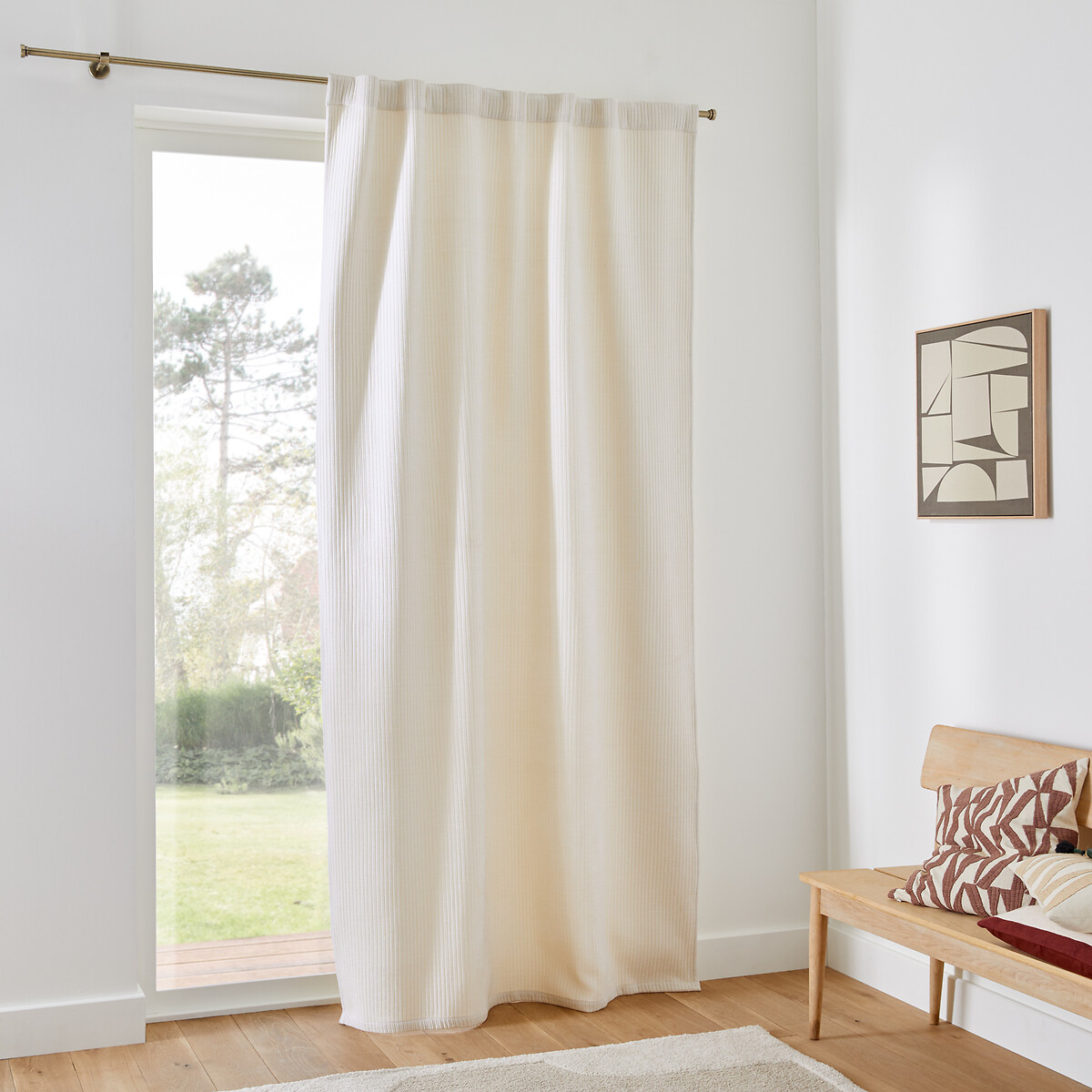 LA REDOUTE INTERIEURS<br>Cortina de veludo cotelê Carly com laços ocultos
