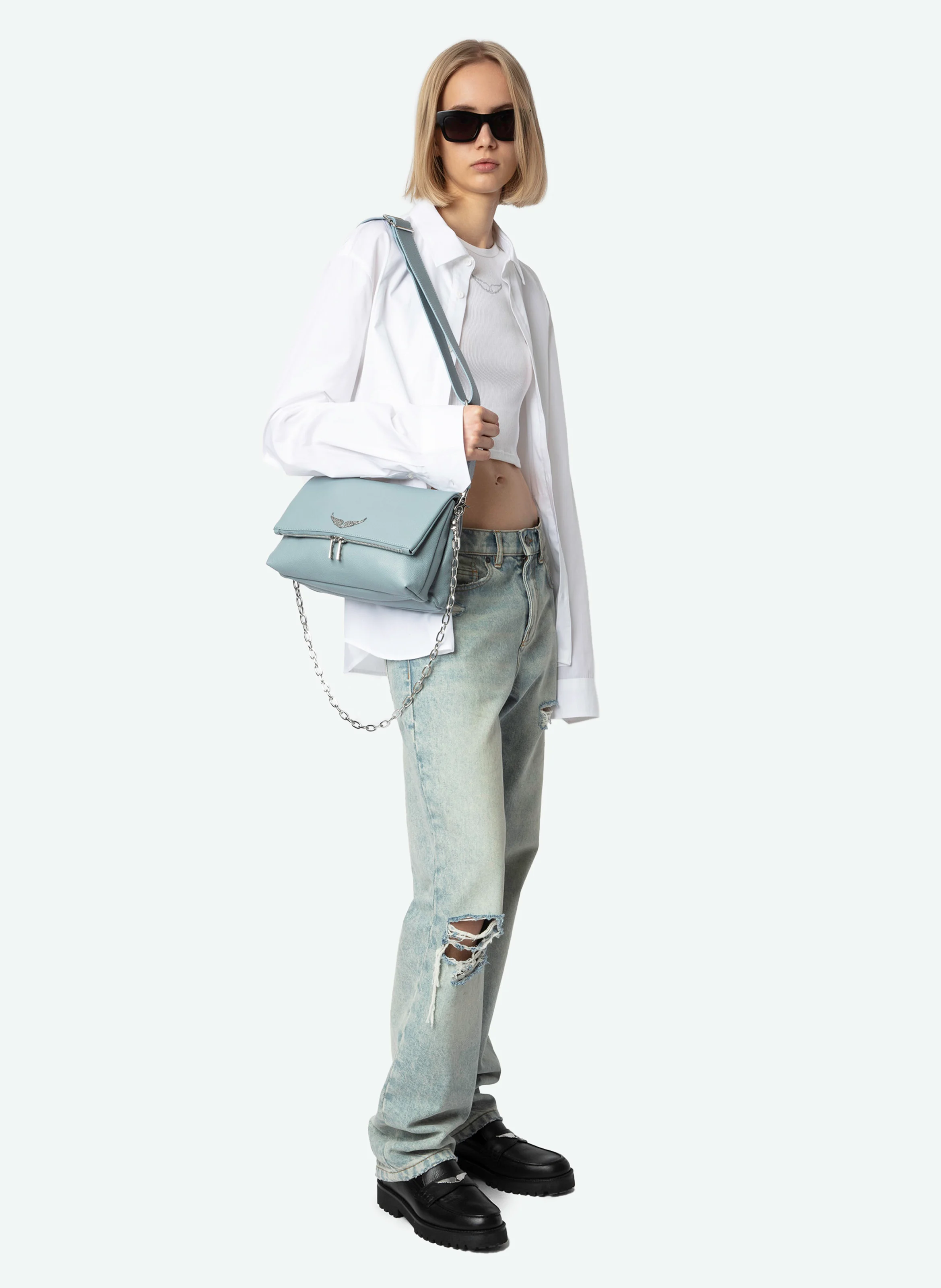 ROCKY - Sac bandoulière en cuir | Gris