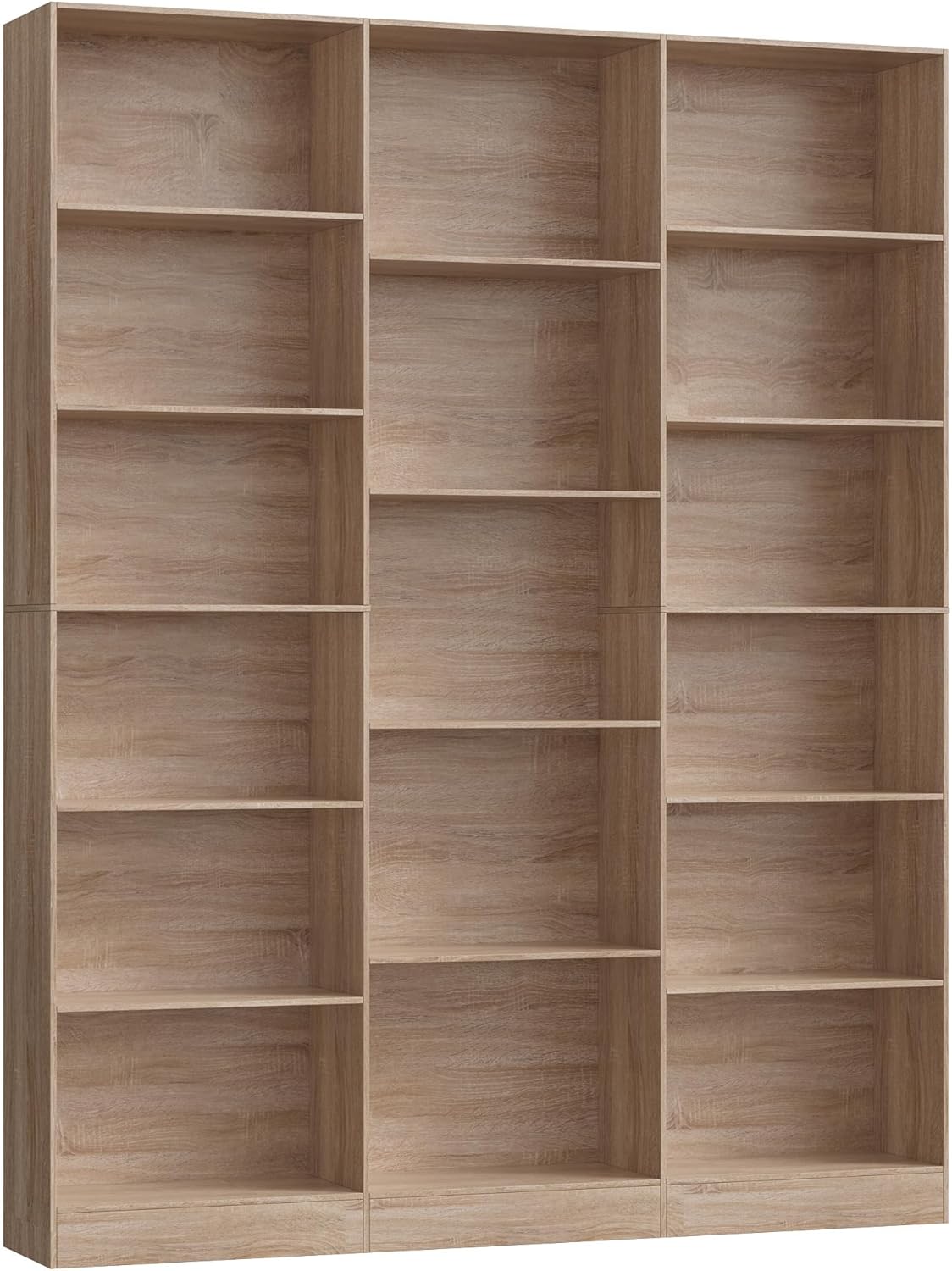 FirFurd Bücherregal 188 cm, Regal mit 17 Fächern, Bücherschrank, Standregal, Aufbewahrungsregal, für Wohnzimmer Büro Arbeitszimmer, 149 x 23,5 x 188 cm, Eiche
