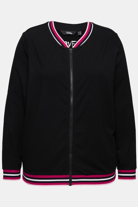 Loungewear-Jacke, Streifenbündchen, College-Look