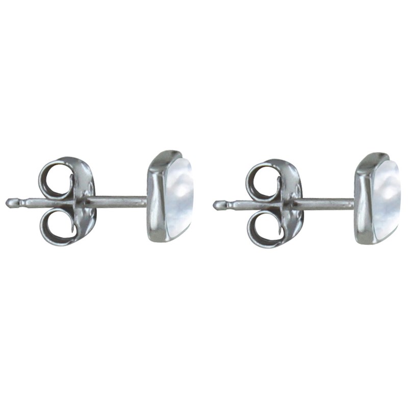 Boucles d'Oreilles Clous Argent Petit Carré de Nacre