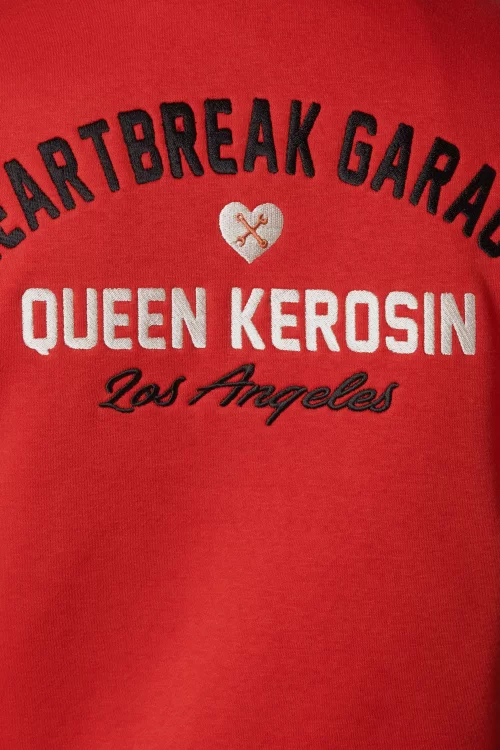 Queen Kerosin Heartbreak Garage College Sweat jacket in rood