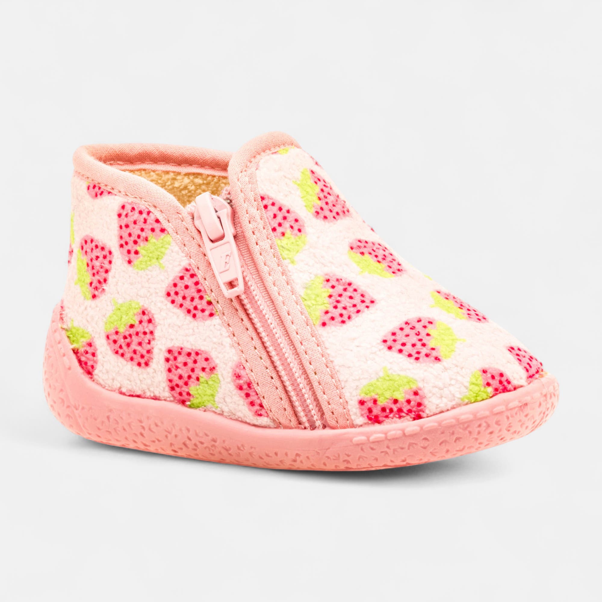 Pantoufles botillons zippés Bébé fille rose