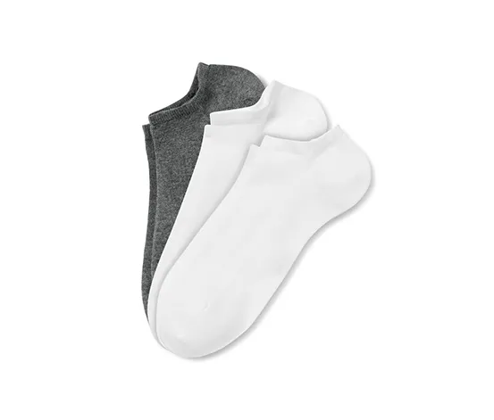 3 Paar Sneakersocken, weiß und grau