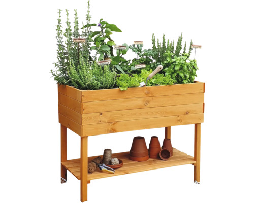 Verhoogd tuinbed op palen promadino incl. folie 100 x 50 x 80 cm honingbruin