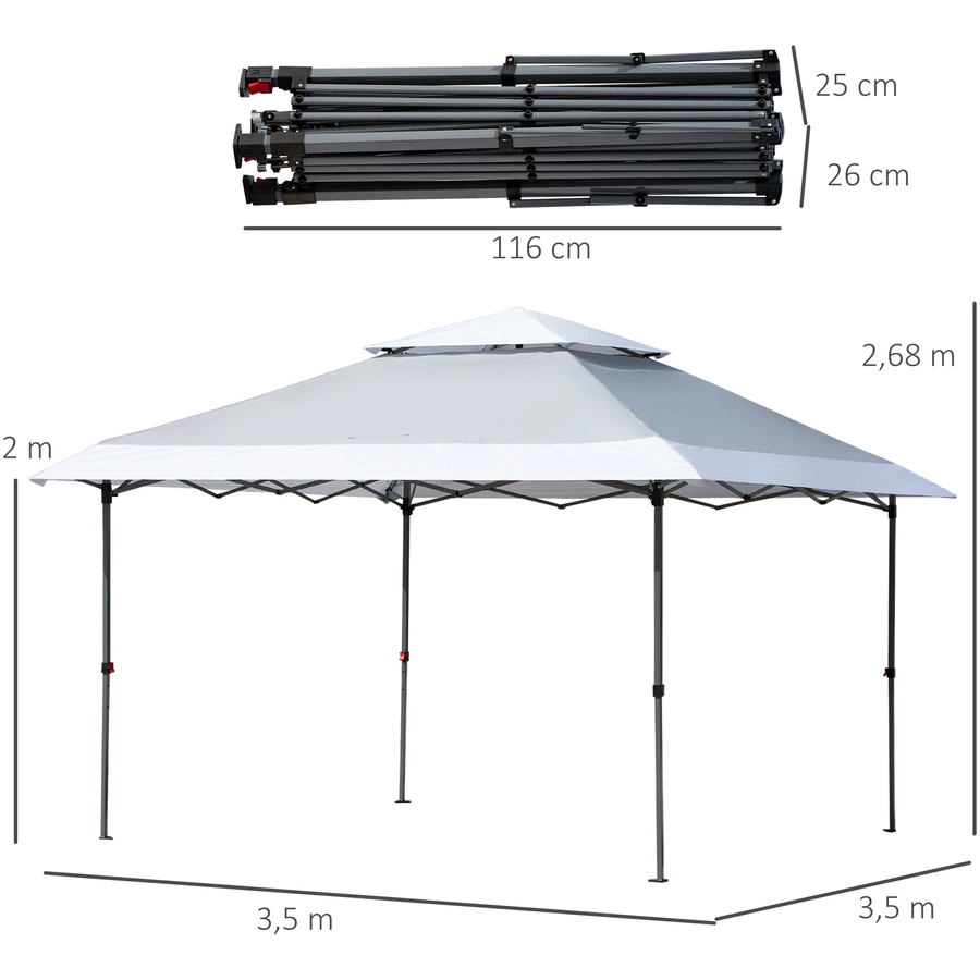 Outsunny Pop-Up-Pavillon zusammenfaltbar grau, weiß