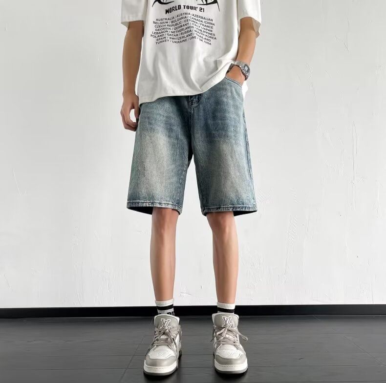Ateso - Mid Rise Washed Denim Shorts