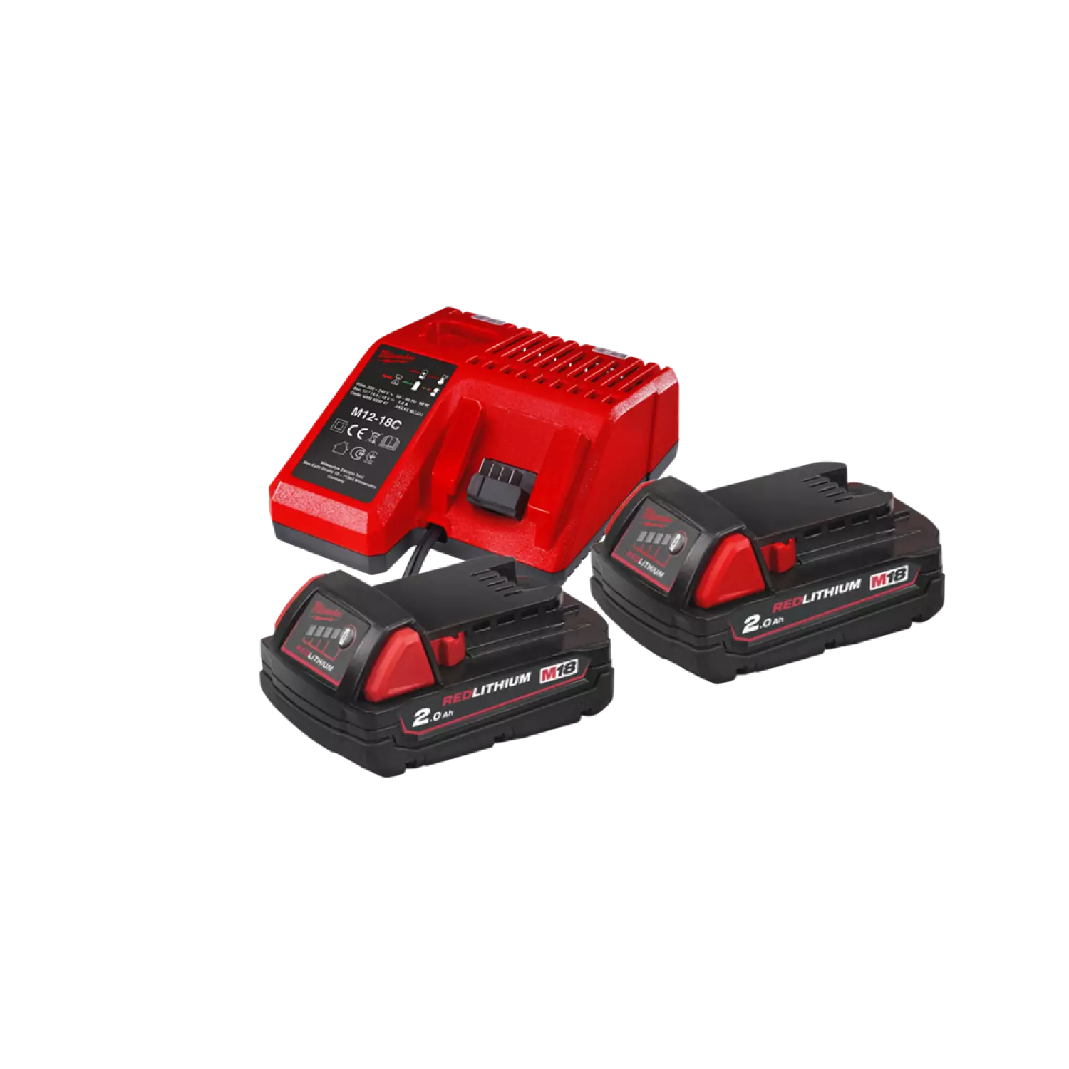 Milwaukee M18 NRG-202 18V Li-Ion Starterset accu's en lader - 2,0Ah