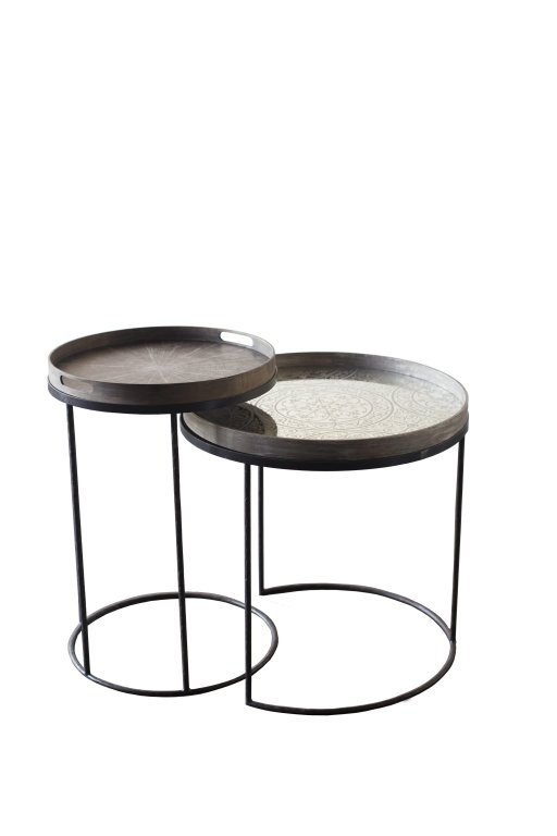 Ethnicraft Tray round bijzettafel S/L set van 2