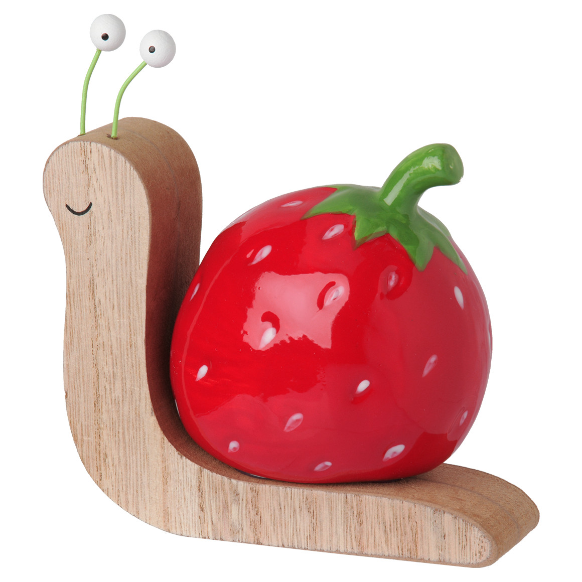 My Home Deko-Schnecke mit Erdbeere aus Keramik rot