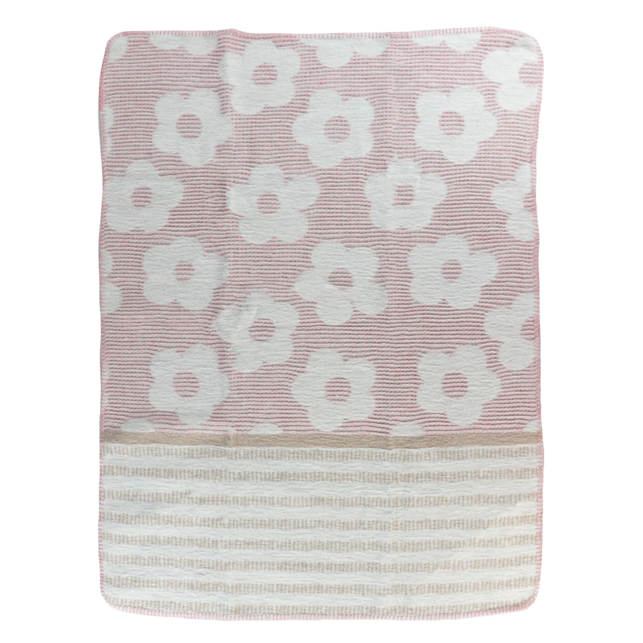 Origami Maison Couverture Jacquard Fleurs Rose