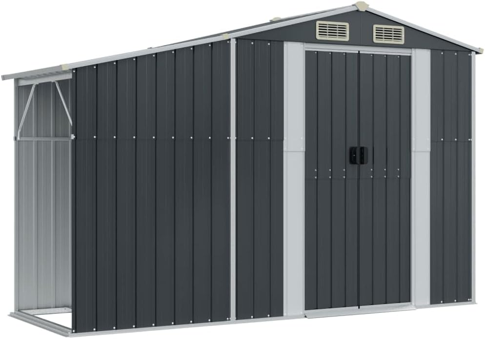Kangmusi Gerätehaus Anthrazit 277x192,5x179 cm Verzinkter Stahl, Anthrazit 3188292