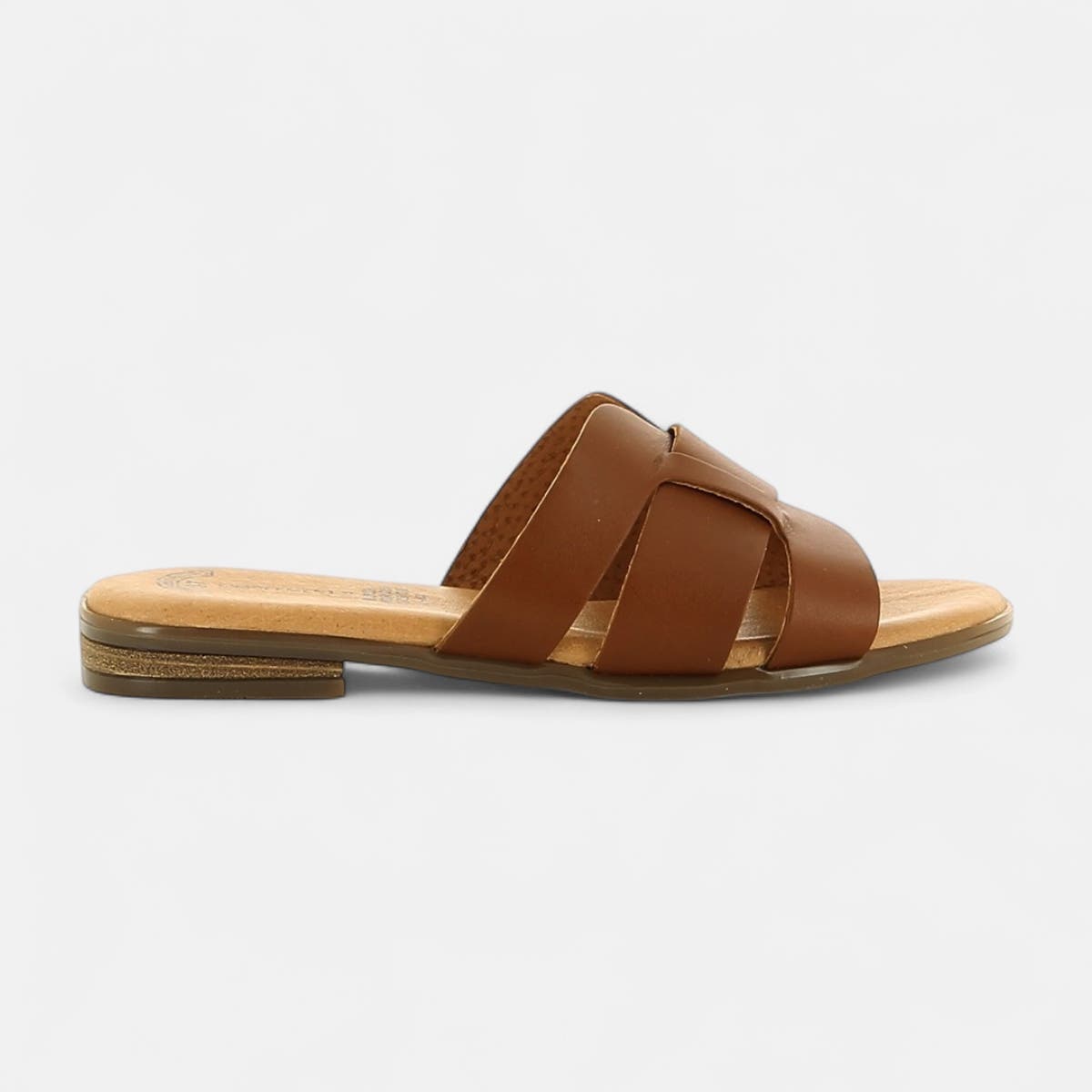 Mules Femme en cuir cognac