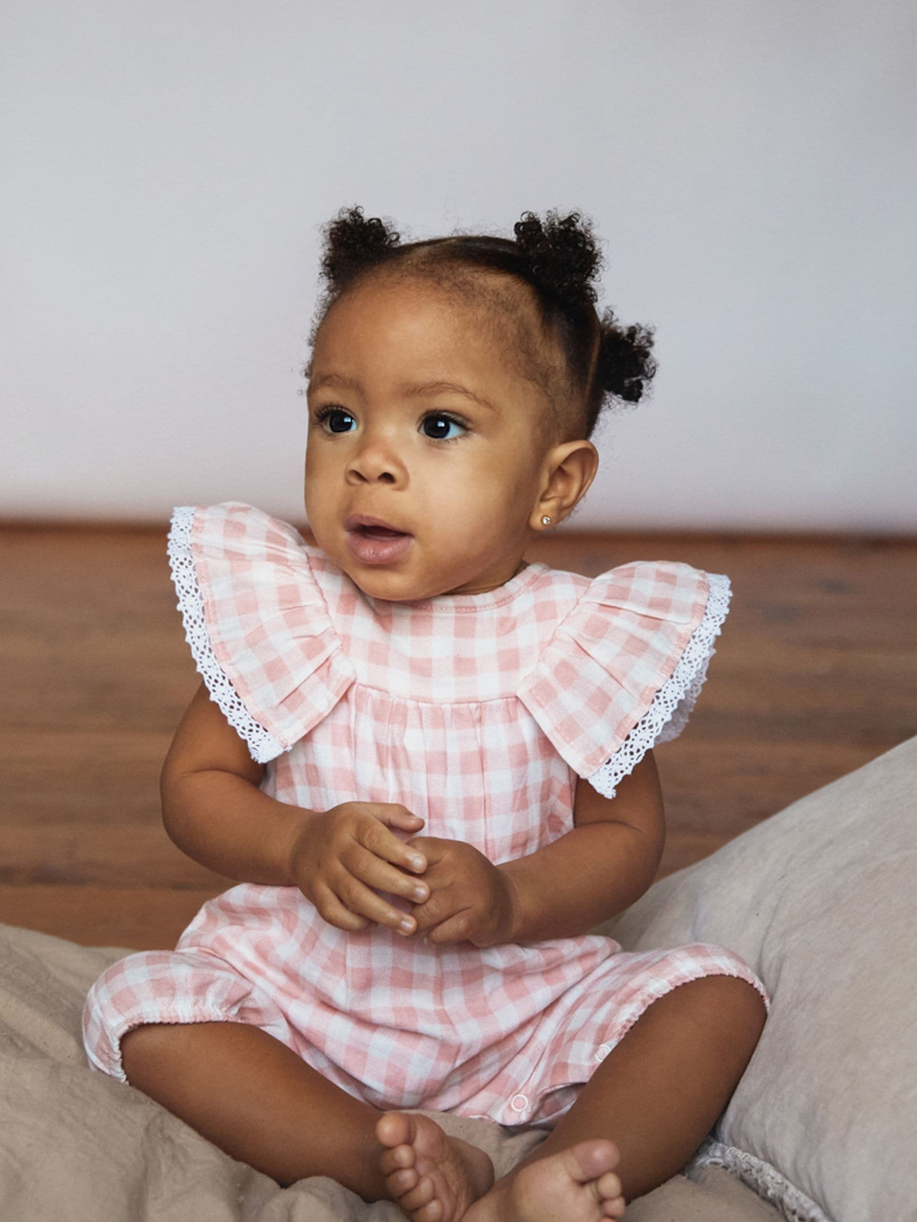 Roze - The Little Tailor Mousseline babyplaysuit van 100% katoen