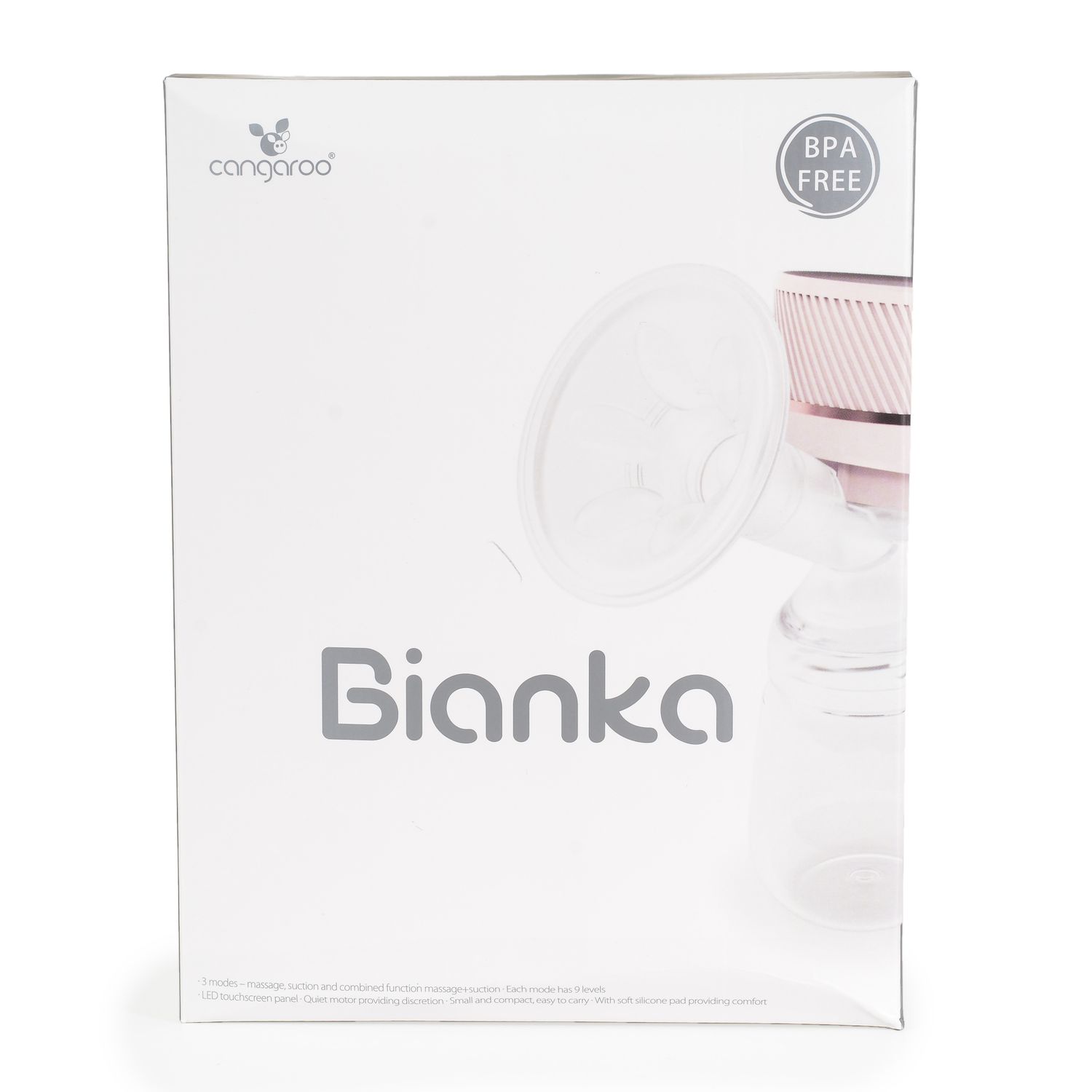 Cangaroo elektrische Milchpumpe Bianka 9 Pumpstärken Flasche Sauger 0+ Deckel beige