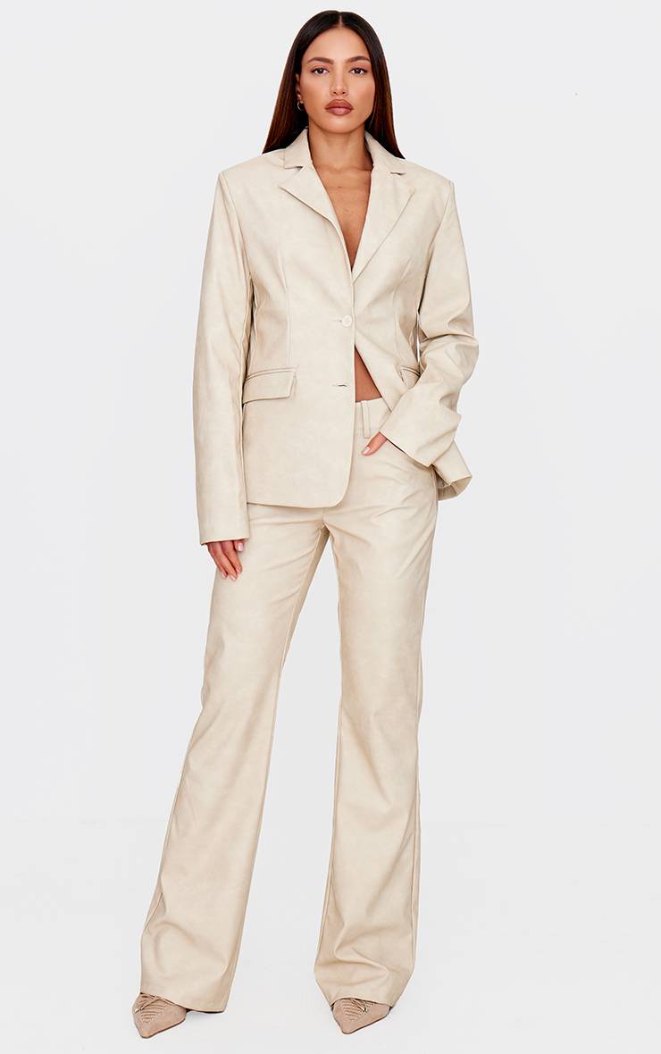 Gris Pierre Blazer Oversize Grande Taille En Synthétiquecuir