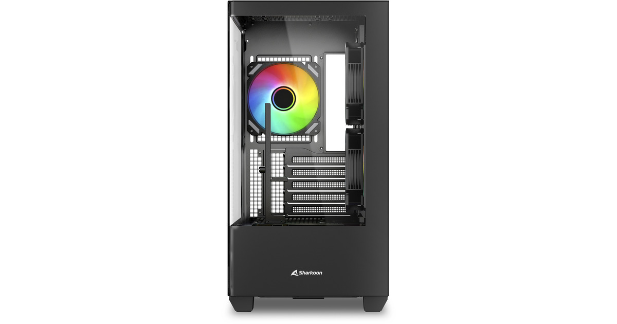 SharkoonELITE SHARK CM100 midi tower behuizing  (Zwart | 2x USB-A | 1x USB-C | RGB | Tempered Glass)