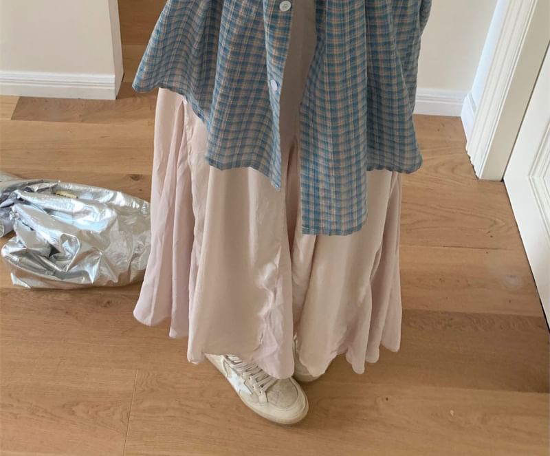 Porstina - Oversized geruit overhemd met lange mouwen en kraag