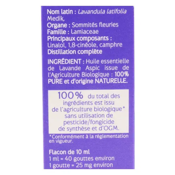 Óleo Essencial de Lavanda Espiga Orgânica Naturaactive 10ml