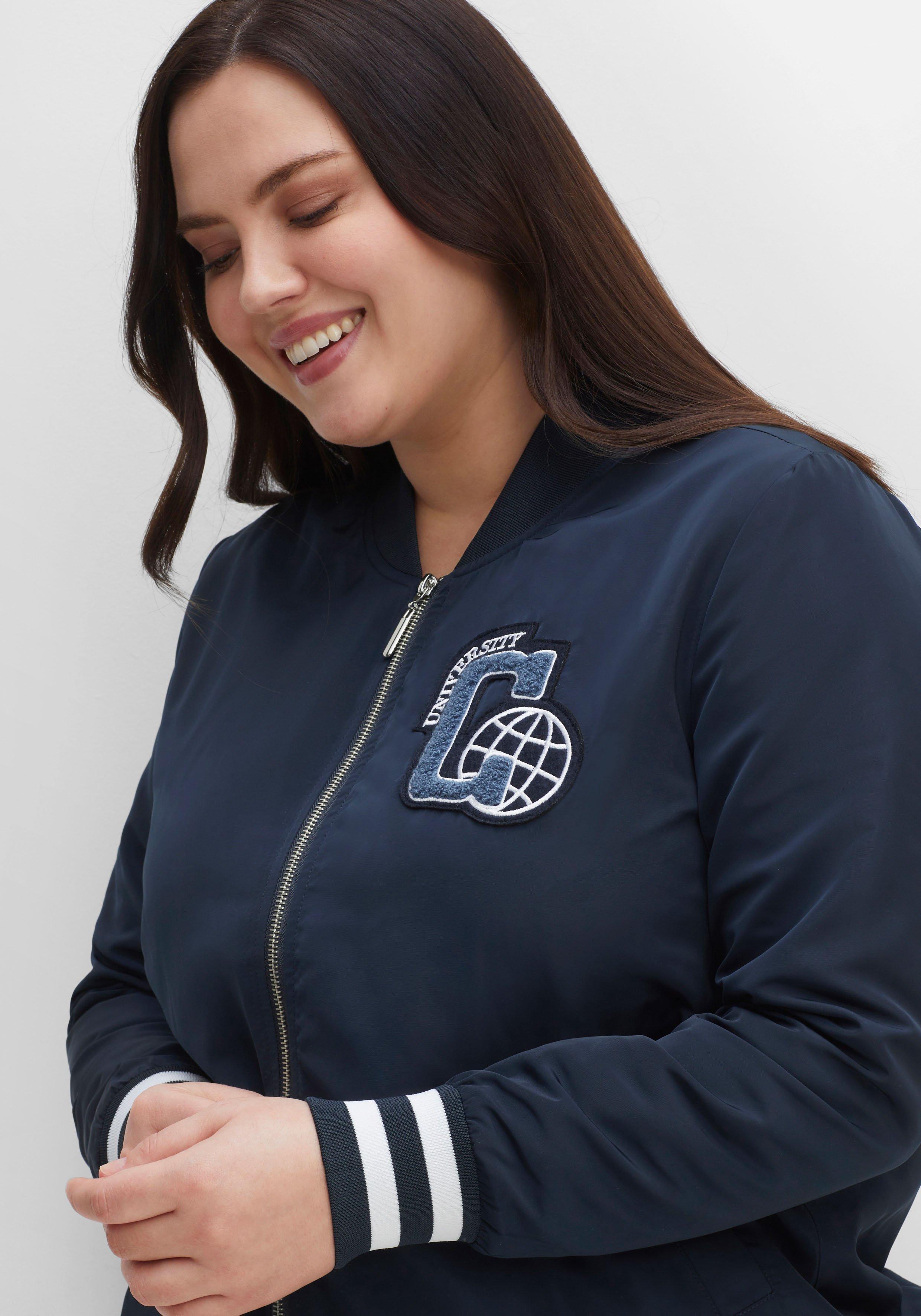 Blouson im College-Look mit Brust-Patch und Ringeln