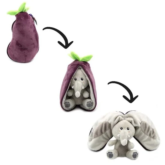 Flipetz Peluche 2 en 1 - Elephant & Aubergine   de               Les Déglingos