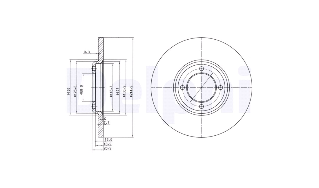 Bremseskive 262 x 13 mm
