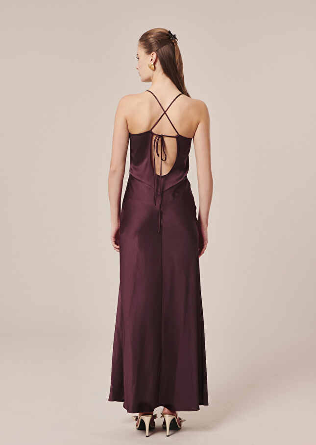 Robe Raphaellemarron en satin fluide
