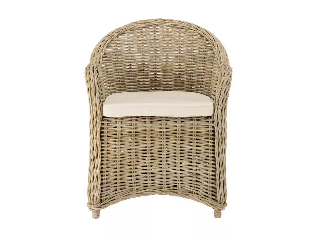 KALLY - Fauteuil en kubu avec coussin d'assise blanc