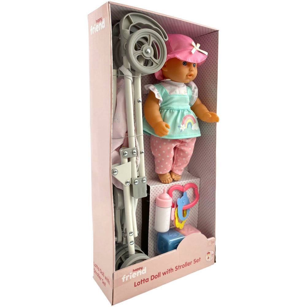 Køb Happy Friend Lotta Dukke 30 cm med Klapvogn Sæt
