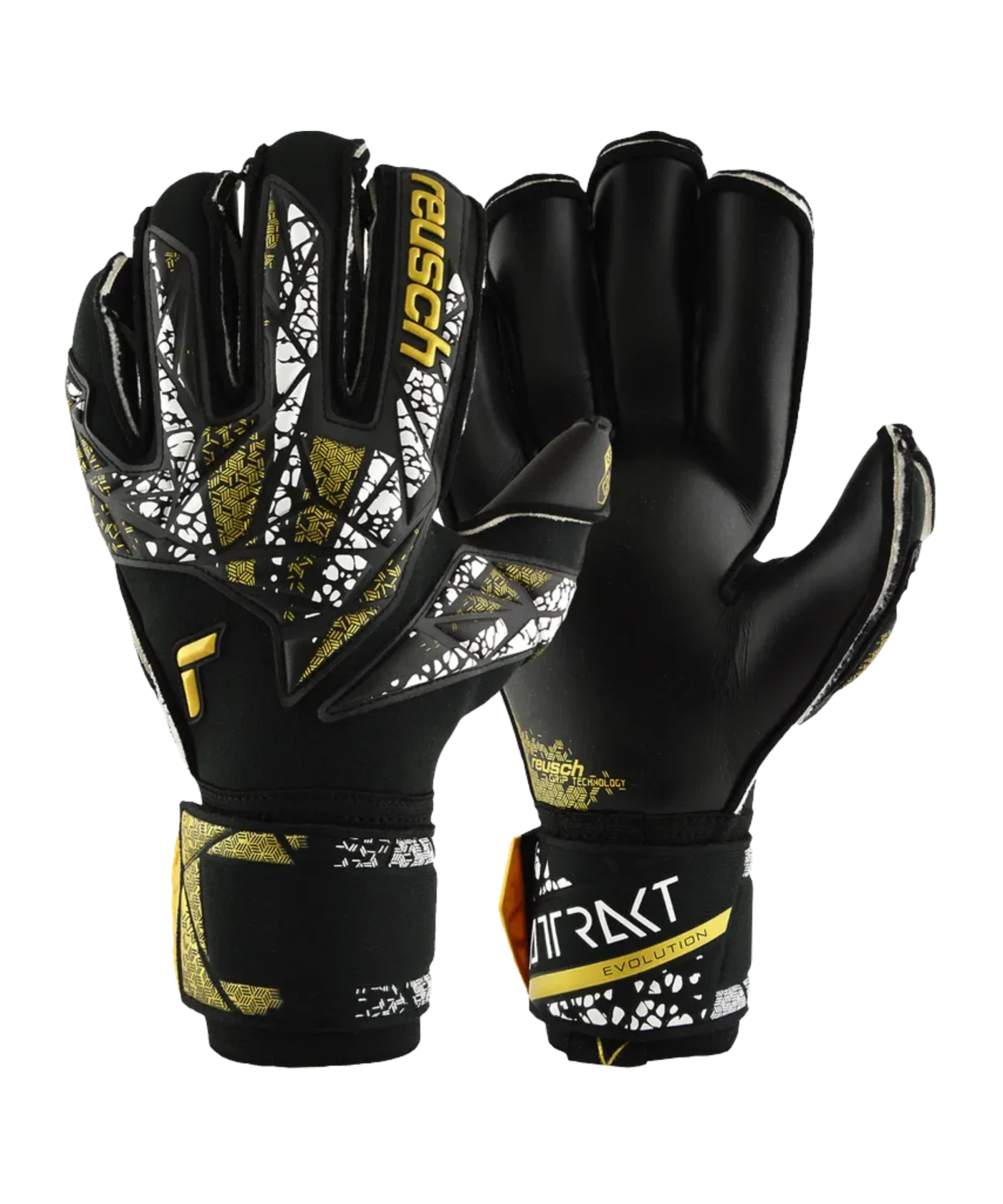 Reusch Attrakt Gold X Evolution Cut Finger Support TW-Handschuhe Night Spark 2024 Schwarz Gold F7740