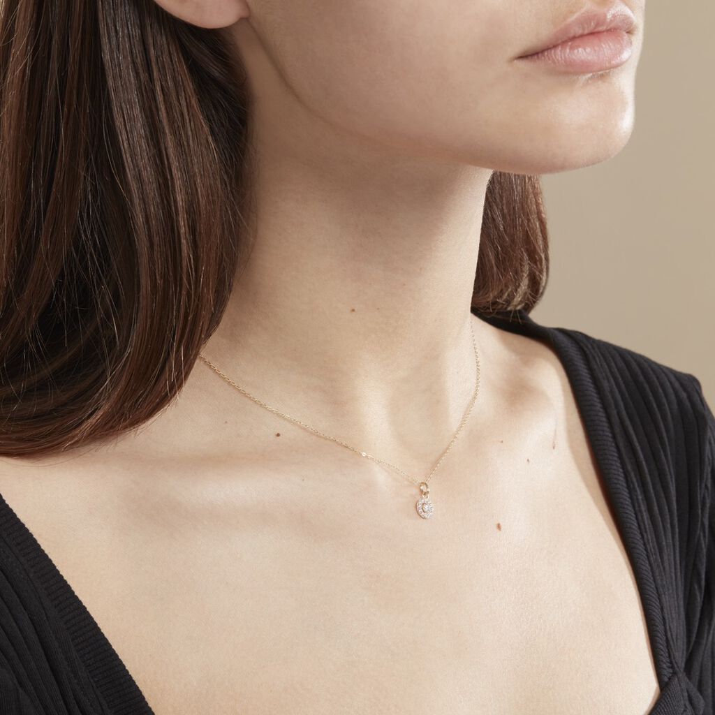 Collier Tahera Or Jaune Oxyde De Zirconium
