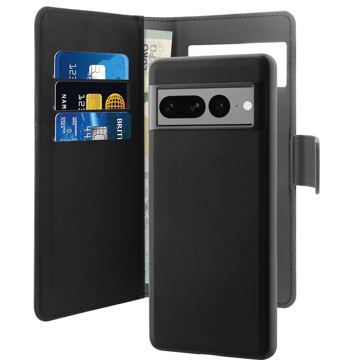 Puro 2-i-1 Google Pixel 7 Pro lommebokdeksel (sort)