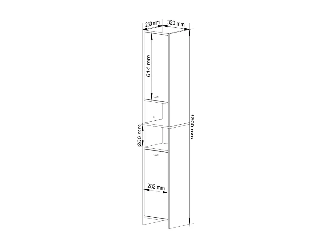 Colonne salle de bain AKORD BETI Blanche 32 cm 2 portes façade Blanche 4 étagères 32x28x180 cm
