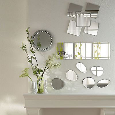 Lot de 6 miroirs décoratif adhésifs forme Galets l.14cm