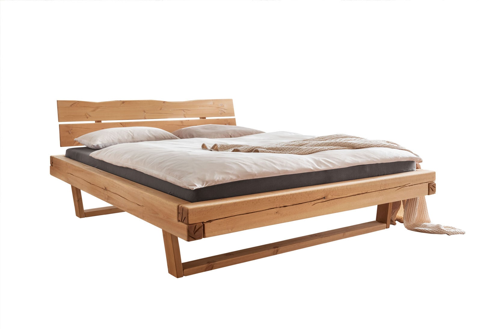 Bett I mit Kufe 140 x 200 cm eichenfarbig Honig