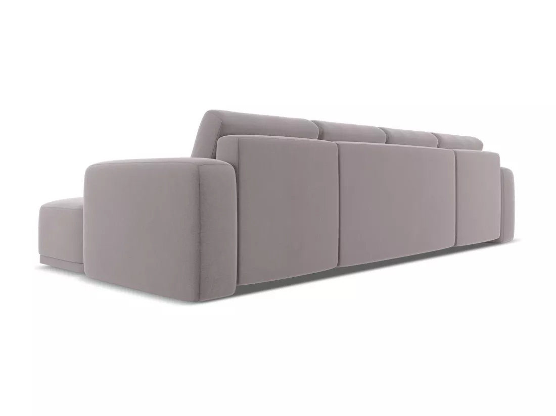 Canapé d'angle panoramique convertible en velours - lavande - KAILA