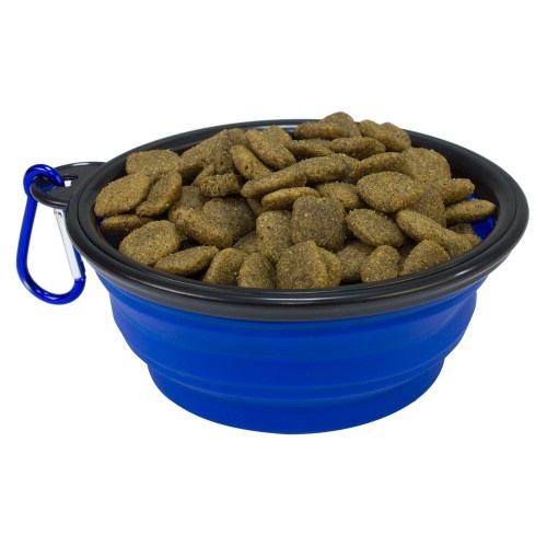 Bebedouro/Comedor de Silicone Dobrável, Azul