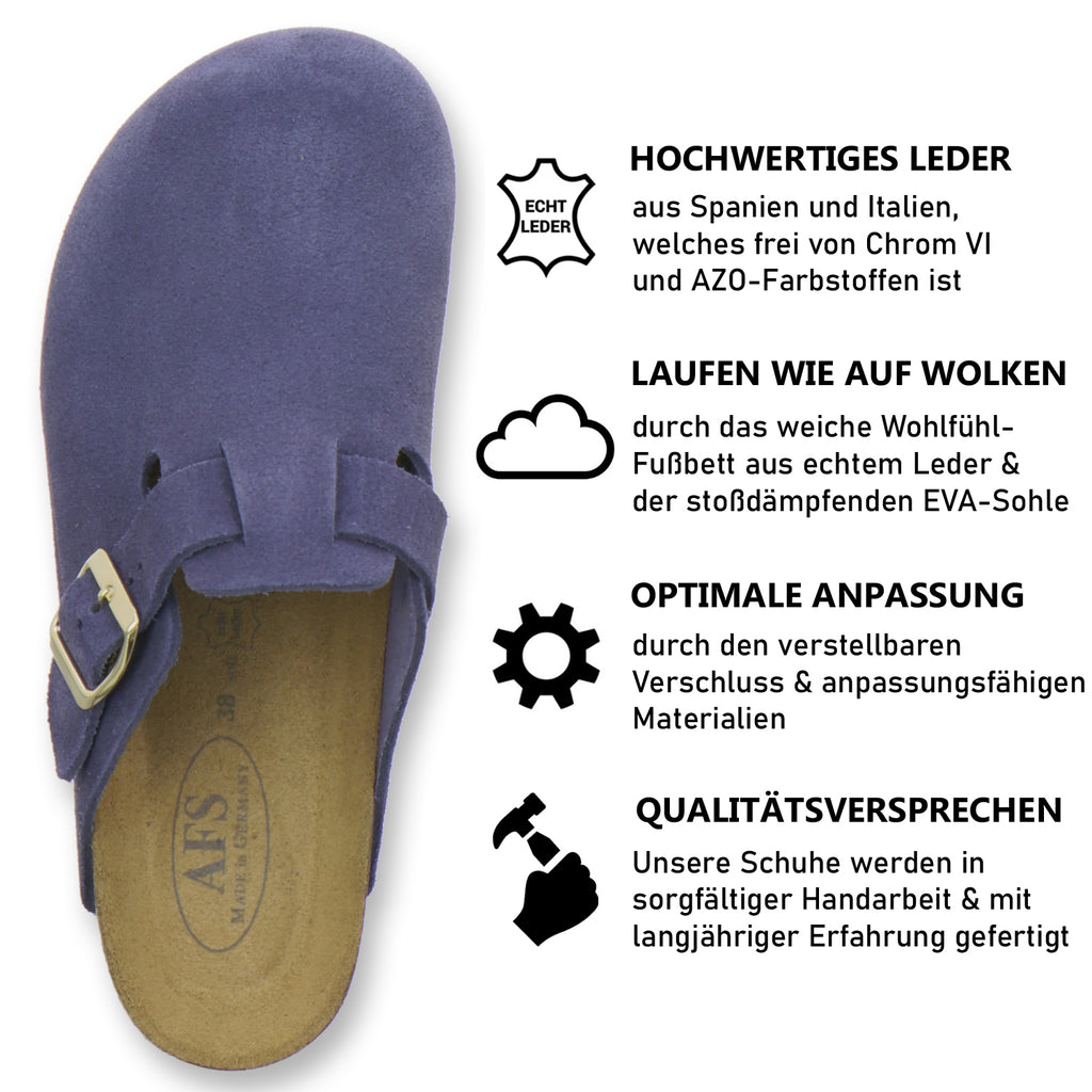 Clogs Damen Leder azzurro Velour