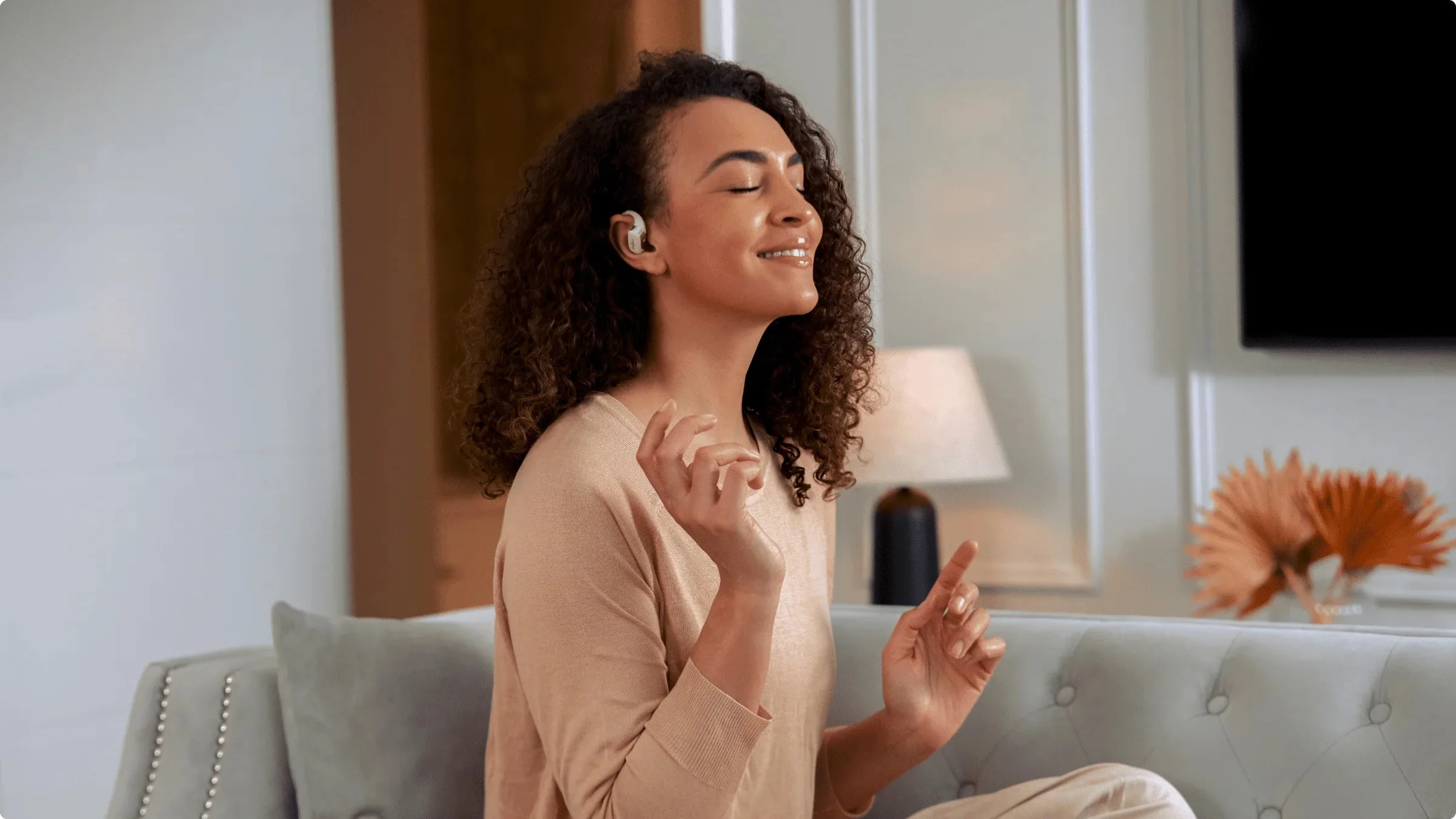 Shokz OpenFit Beige Écouteurs True Wireless