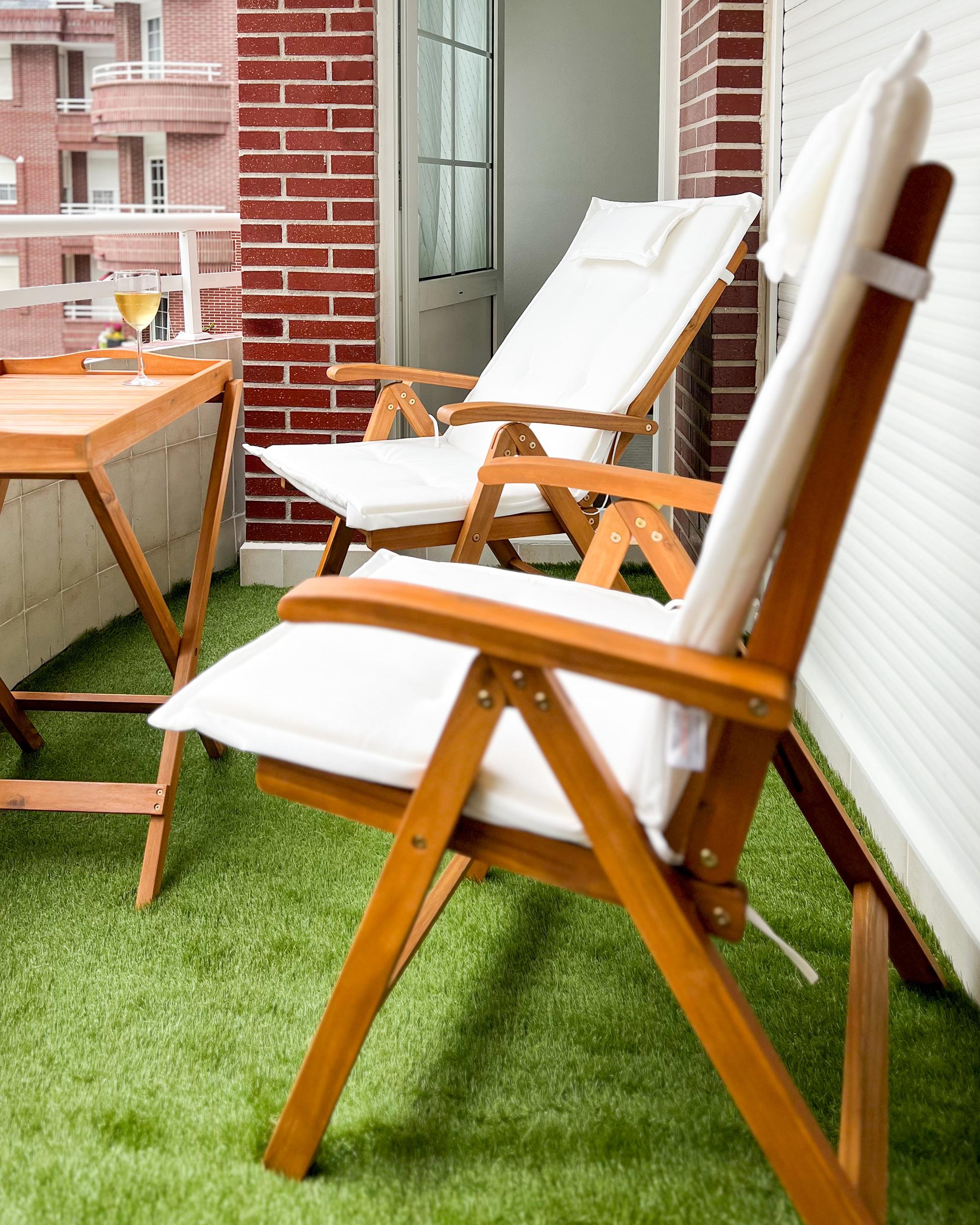 Set van 2 stoelen met zitkussen JAVA Acaciahout Gebroken wit