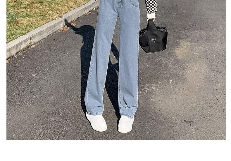 Baoinie - High Rise Asymmetrische Washed Straight Leg Jeans