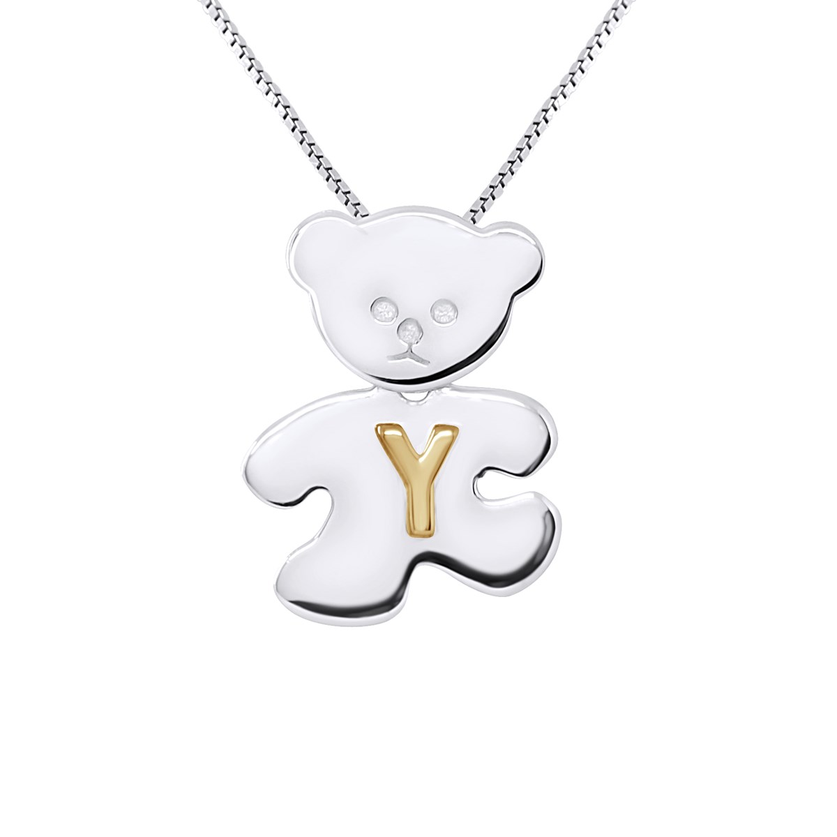 Pendentif OURSON Argent - Lettre Y plaqué Or Jaune