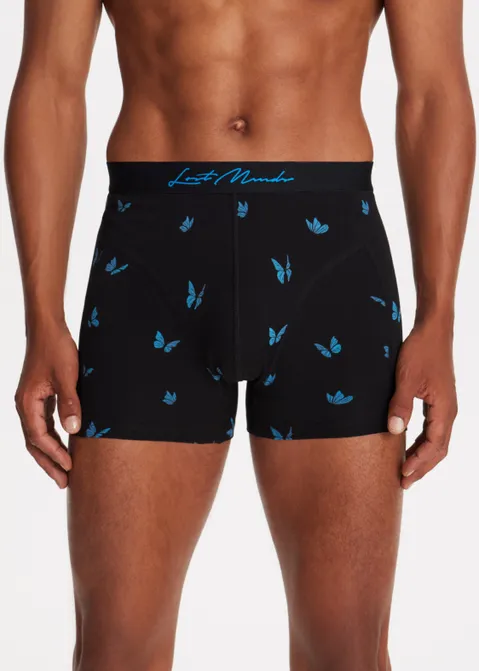 Boxershort met vlinders zwart (ZWART)
