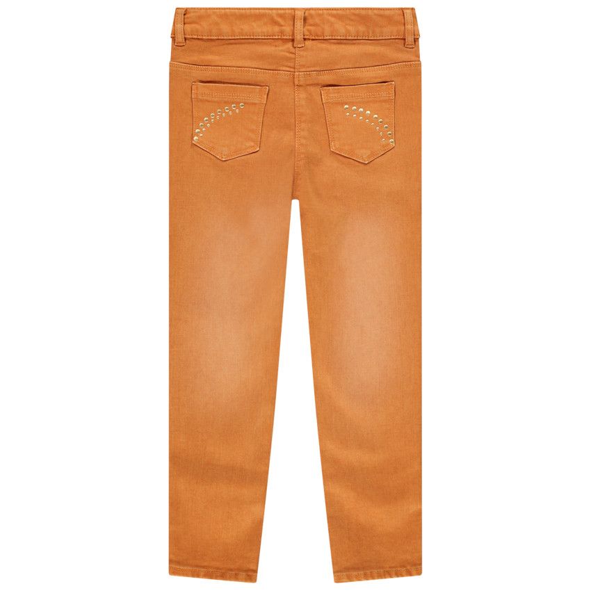 Jean effet délavé à rivets fantaisie pour enfant fille - Marron