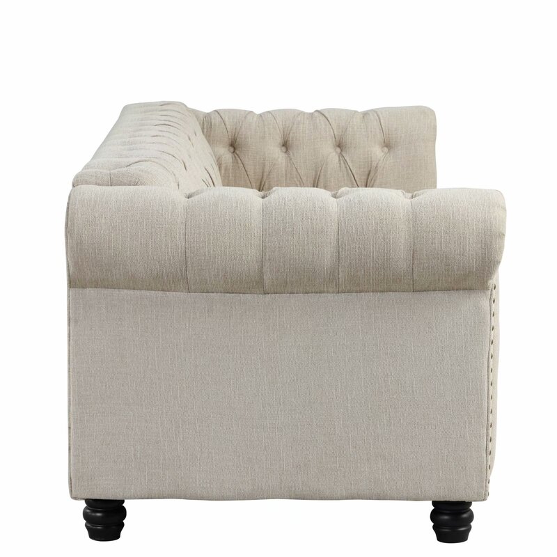 Gilles 82&rdquo; Rolled Arm Chesterfield Sofa