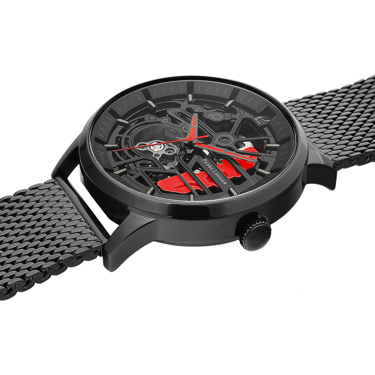 Montre PIERRE LANNIER paddock homme automatique, bracelet cuir noir
