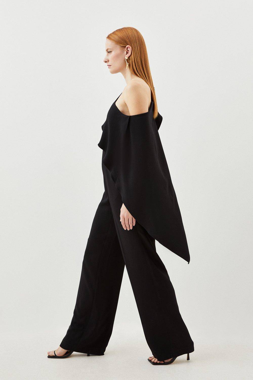 KarenMillen Combinaison ajustée en viscose stretch compacte avec détail drapé