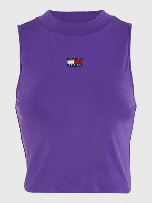 Regata cropped de gola alta com emblema