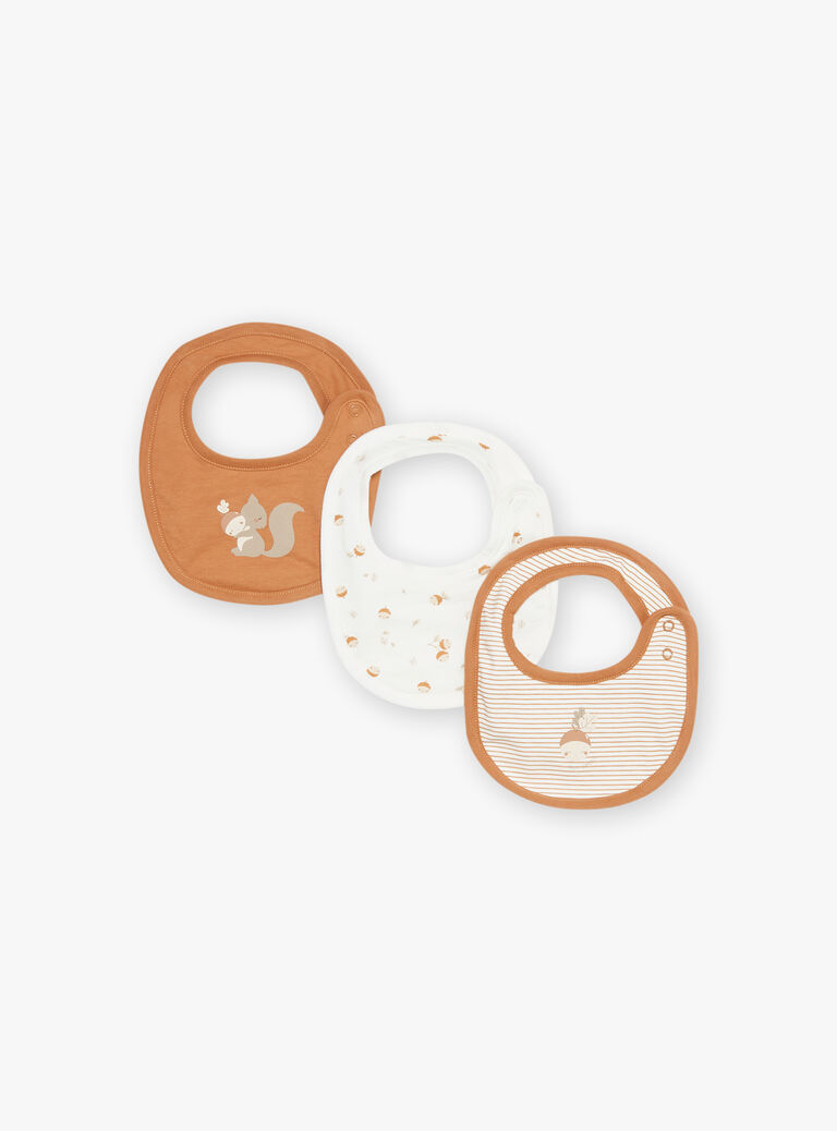 Lot de 3 bavoirs caramel et écrus en jersey