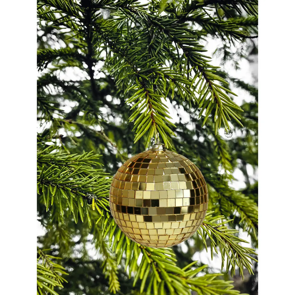 Othmar Decorations kerstballen - disco - 4x st - goud - 8 cm